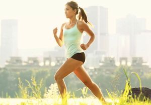 woman in exercise clothes jogging